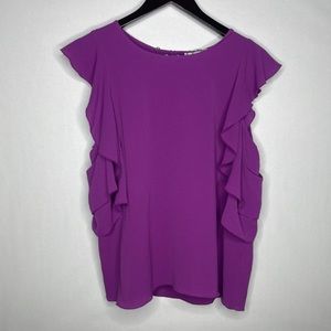 H by Halston Purple Ruffle Sleeveless Blouse
